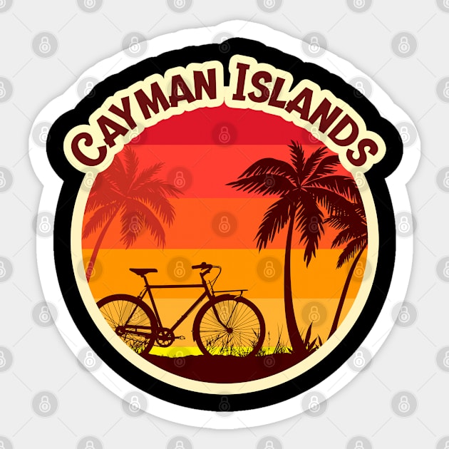 Cayman Islands Sunshine in a Beach with a Lonely Palm Tree and Bicycle T-shirt Sticker by AbsurdStore